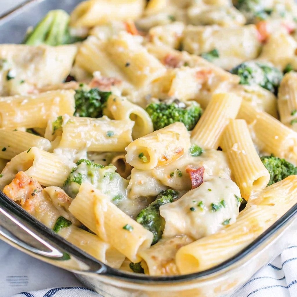Chicken broccoli alfredo bake hot and fresh