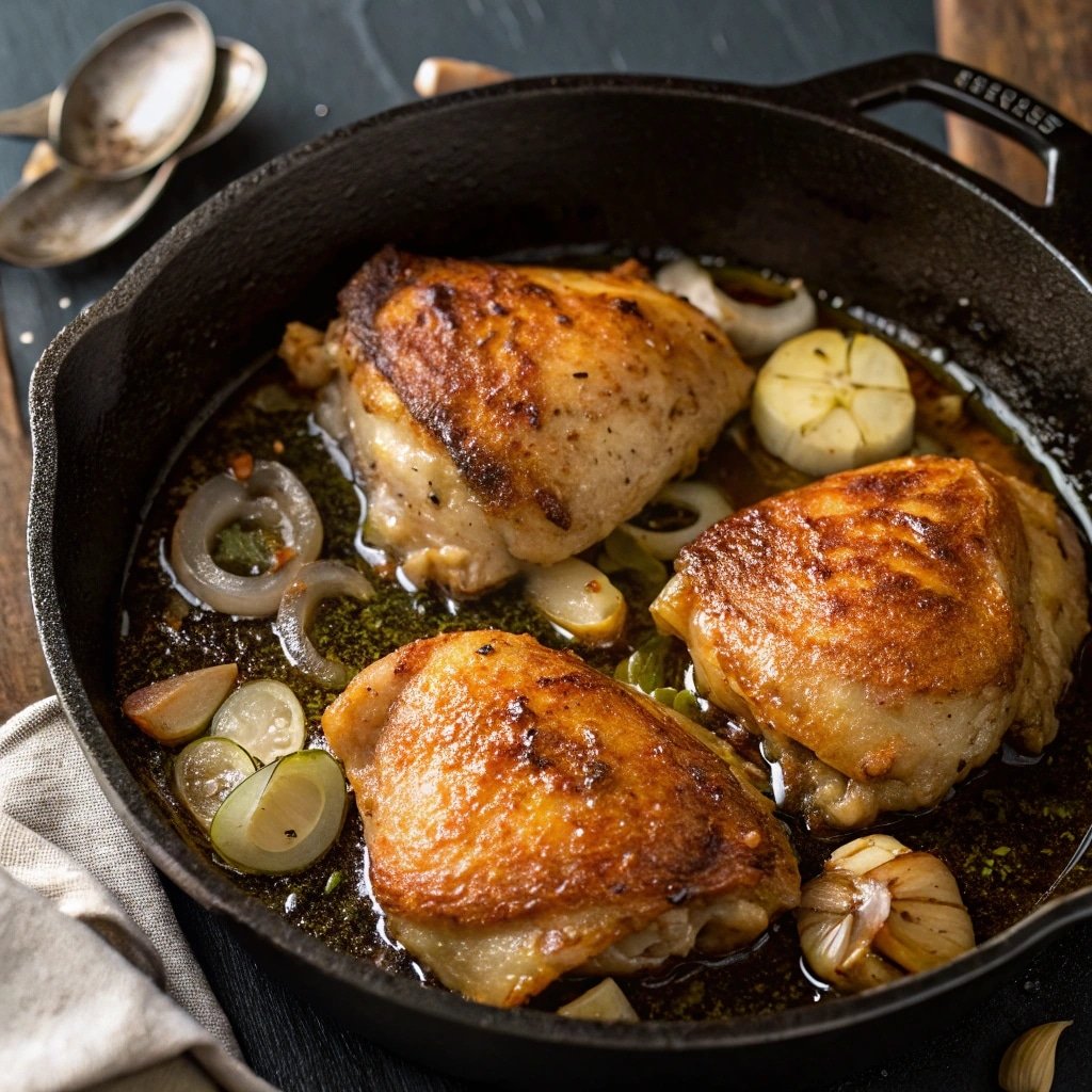 Searing chicken for one pot chicken and rice
