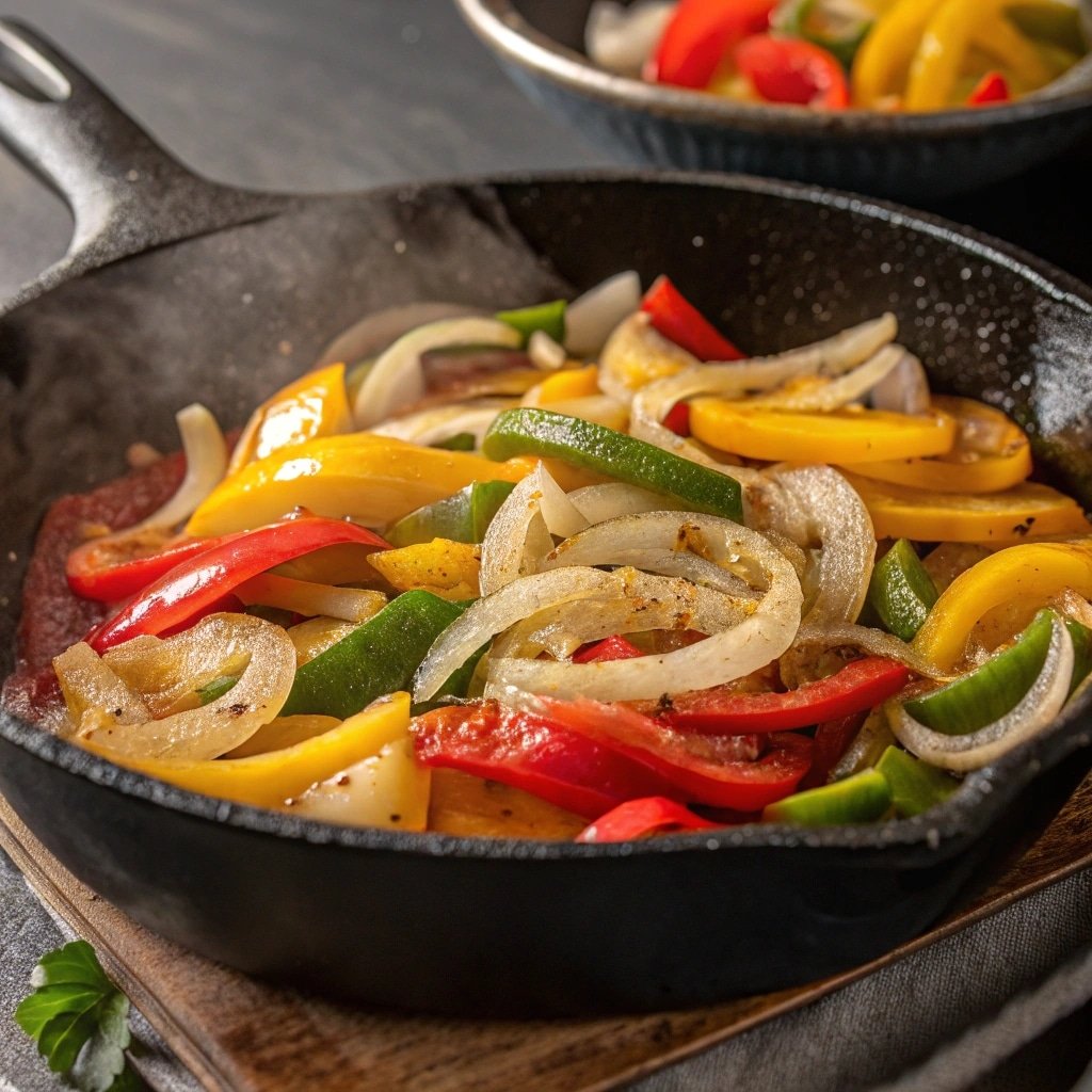 Sautéing bell peppers and onions for casserole