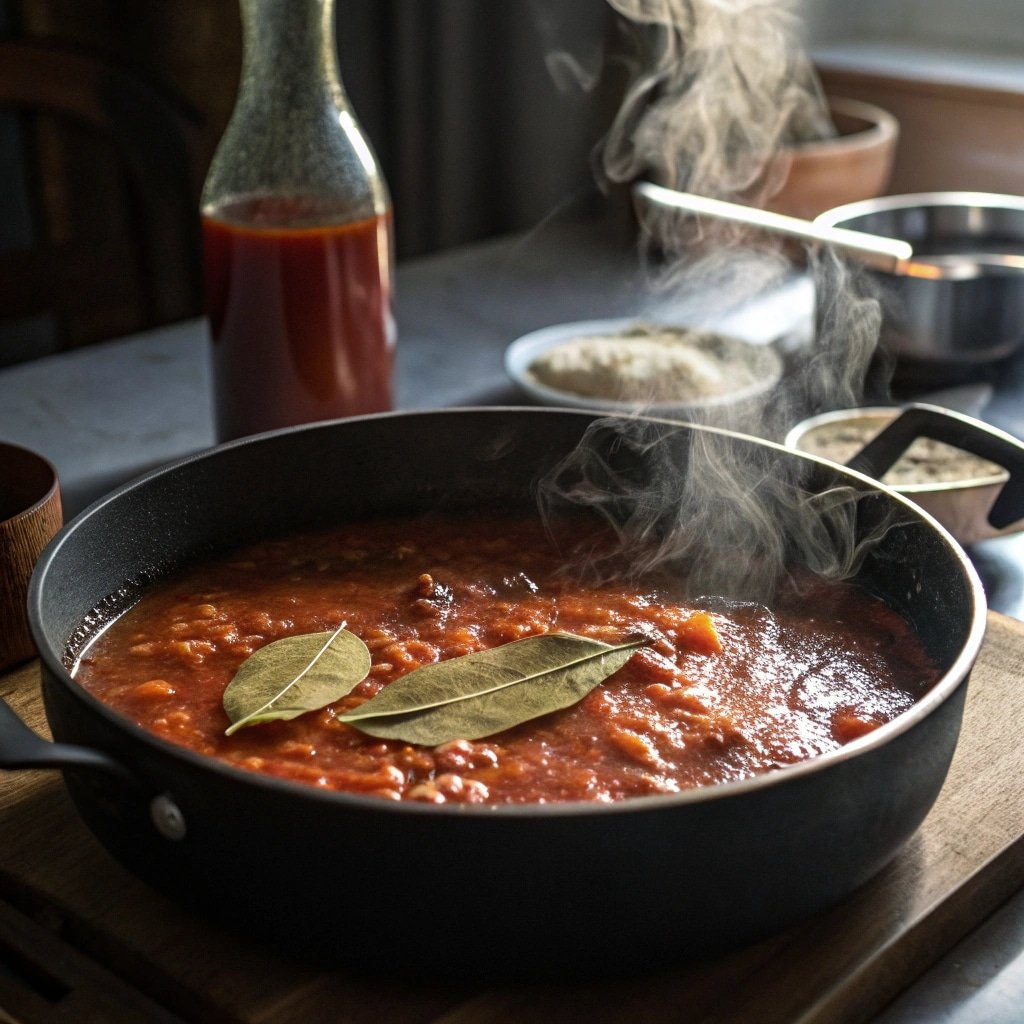 simmering creole sauce