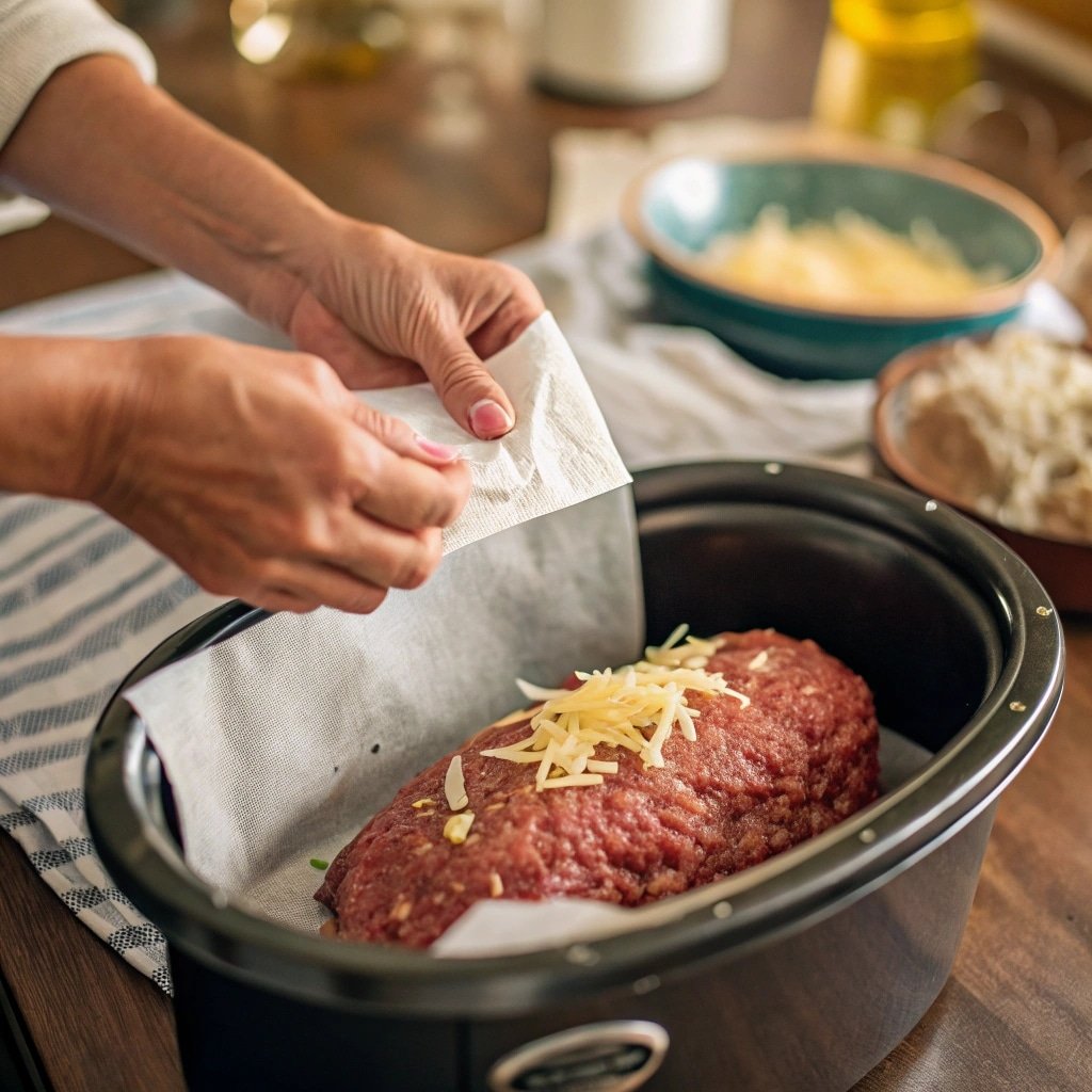 Crockpot French Onion Meatloaf That’s Packed with Flavor 3 shaping crockpot french onion meatloaf in slow cooker