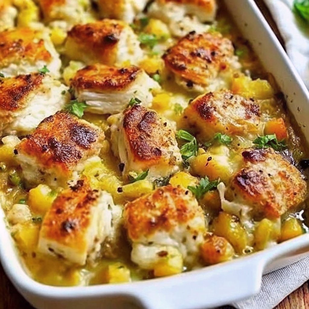 serving of Dolly’s chicken and stuffing casserole with green beans