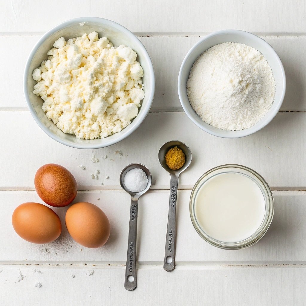 Ingredients for fluffy cottage cheese cloud bread