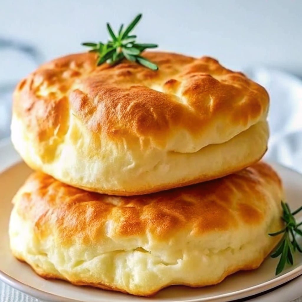 Fluffy cottage cheese cloud bread on a wooden board