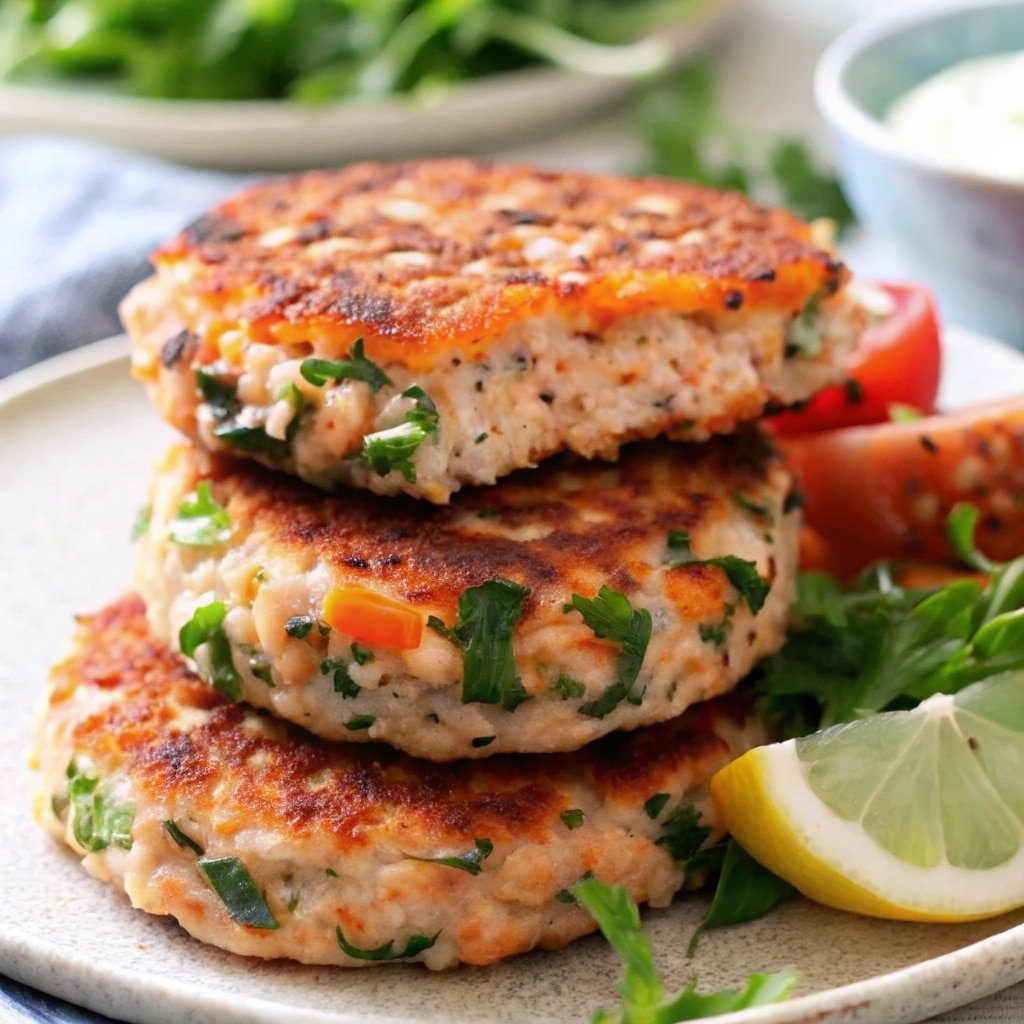 Mediterranean salmon patties served
