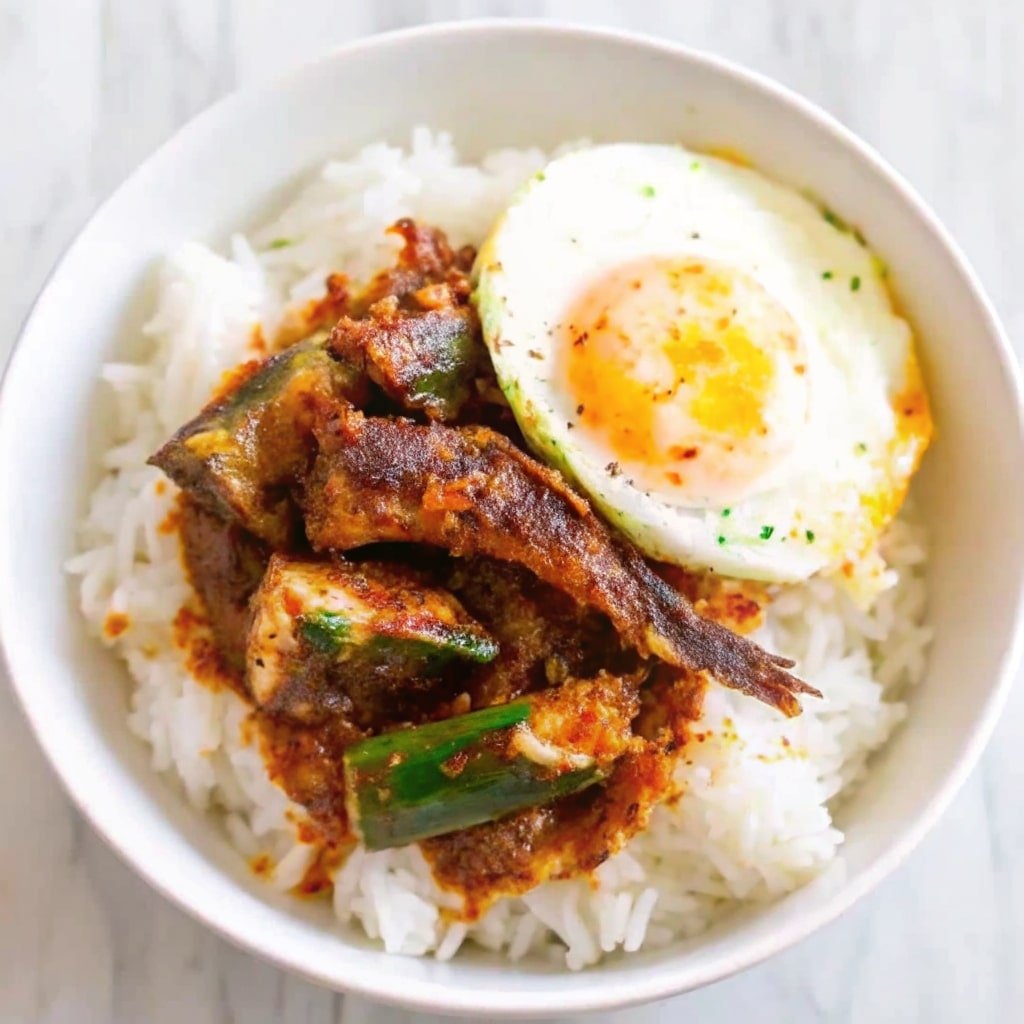 erved sardine rice bowl with toppings